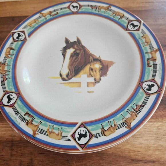 2001 folkcraft cedar valley stables salad/bread plate saucer - Picture 2 of 5